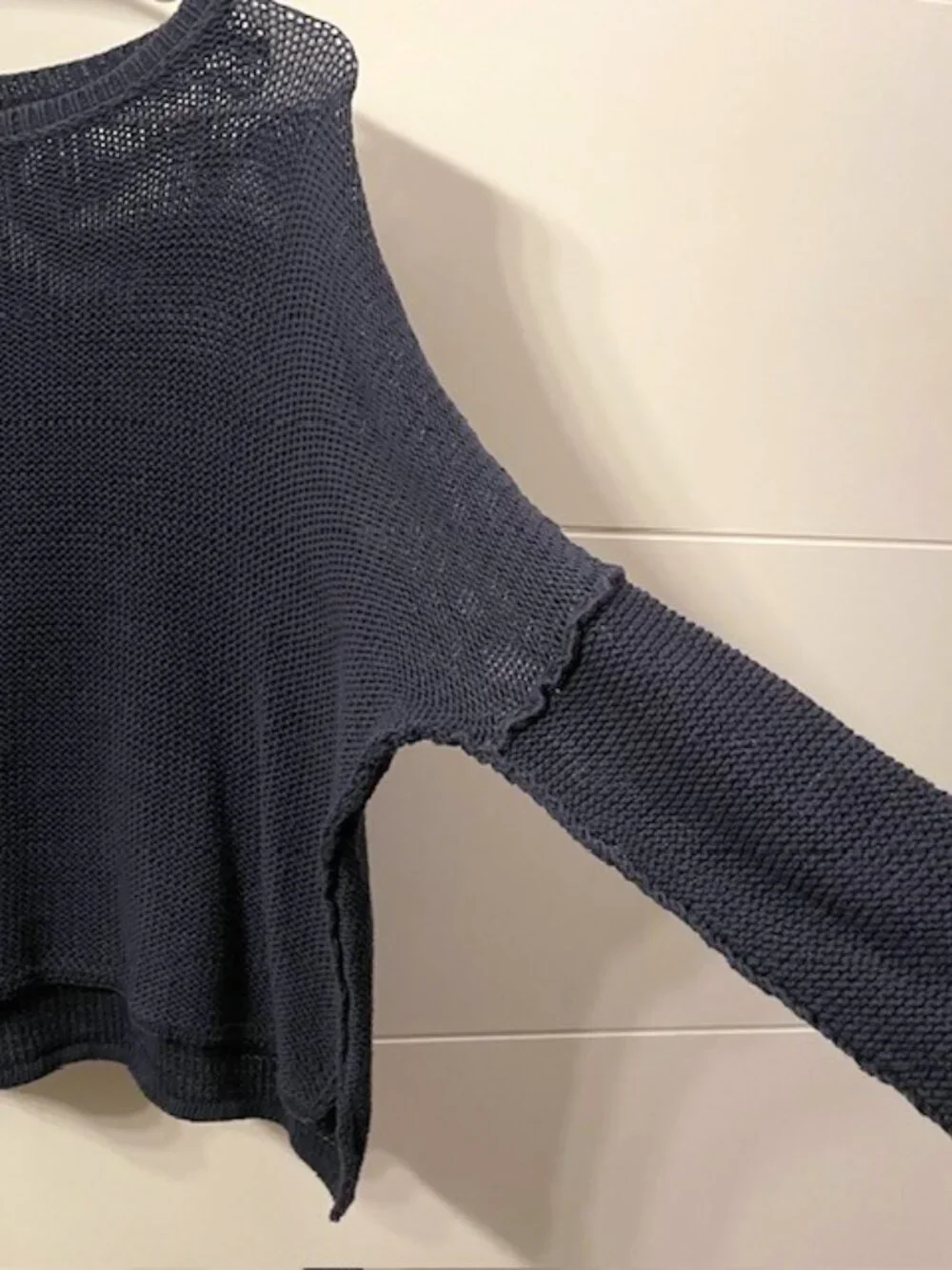 Wooden Ships Open Knit Sweater Navy Blue Small/Medium Coastal Beachy Nautical - Picture 5 of 13